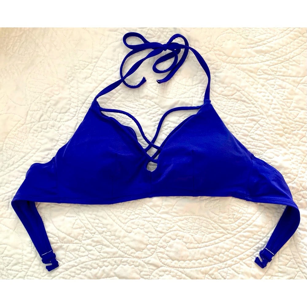 Dorina Brand Blue Padded Cross Front Bikini Swim Top, Size XL